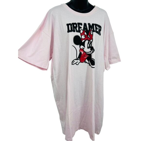 Disney Minnie Mouse Dreamer Pink OSFM Tee Shirt Nightgown Sleep Shirt New - Picture 3 of 6